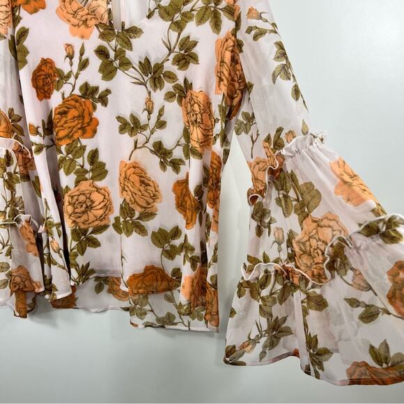Show Me Your Mumu Nicolette Rose Floral Print Flared Ruffle Sleeve Top Size S - Picture 4 of 12